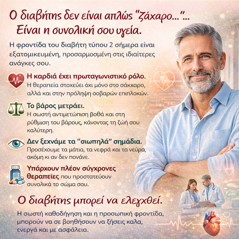 Ο διαβήτης δεν είναι μόνο σάκχαρο — είναι η συνολική σου υγεία